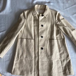 Zara basics beige/tan coat jacket collard button up